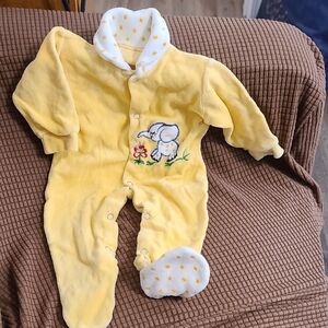 Yellow Baby One Piece with Elephant Design